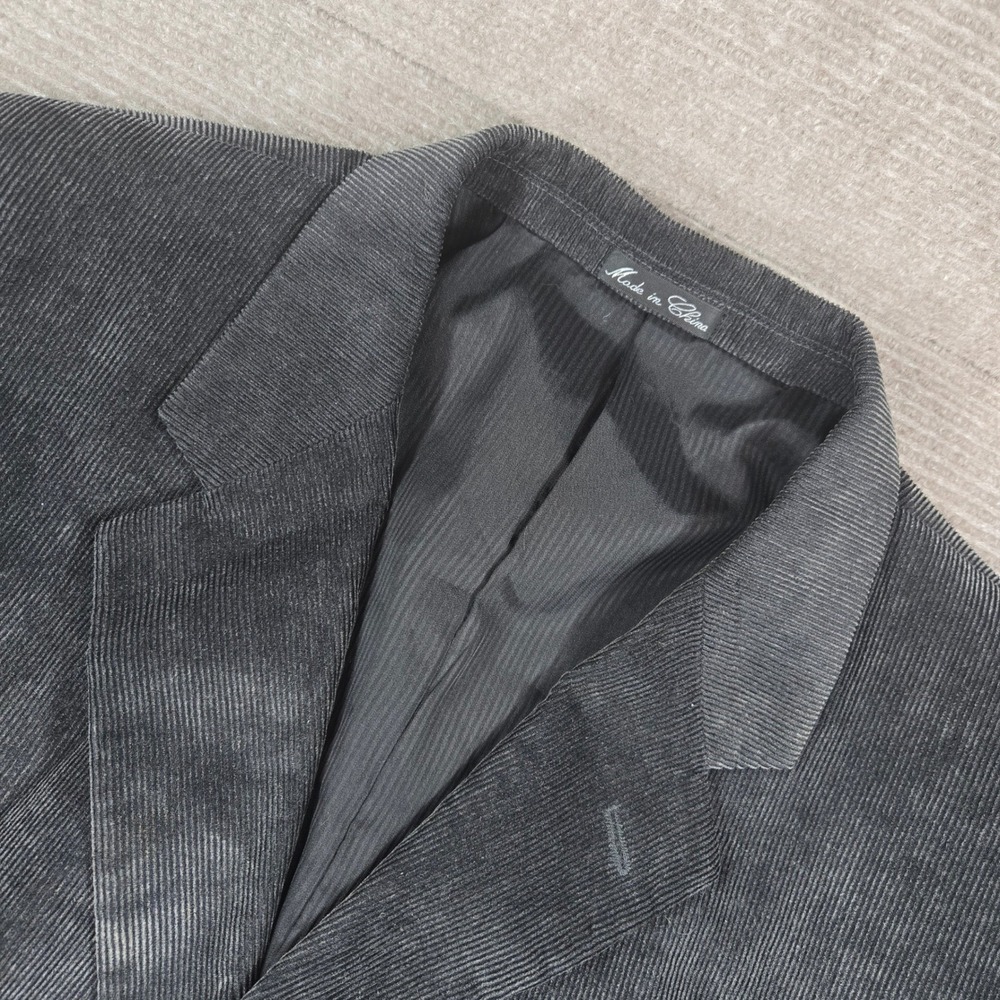 Monsieur Adolfo Mens 44XL Charcoal Grey Corduroy 3-Button Blazer Sport Coat